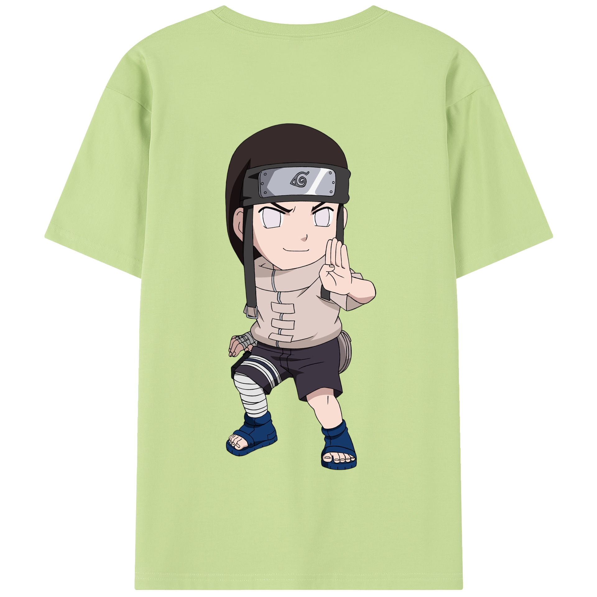 （画像用） NARUTO -ナルト- 日向ネジ Hyūga Neji 綿100％半袖Tシャツ（背面プリント）